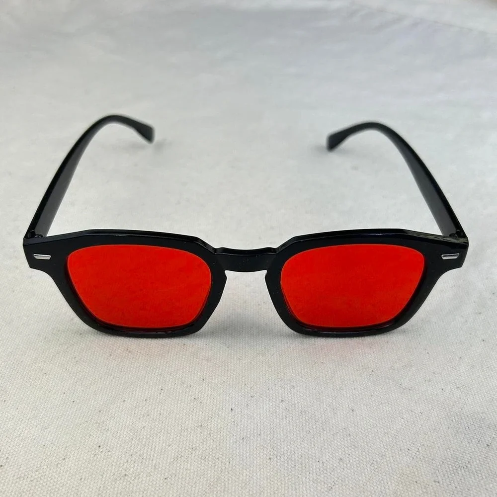 Vintage unique retro style black rounded square sunglasses cyber grunge techno